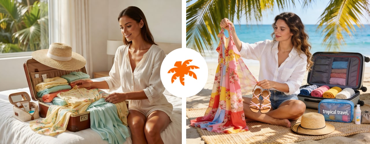 Packing a suitcase for a Caribbean trip