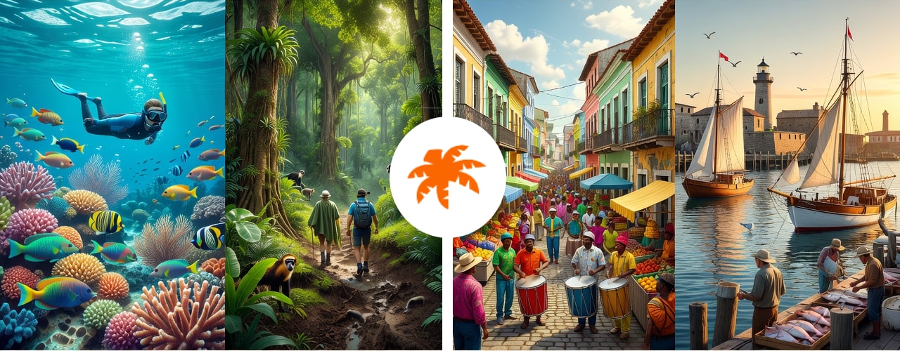 Reef snorkeling, a rainforest trail, a colorful street parade and a harbour